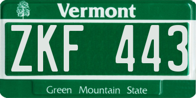 VT license plate ZKF443