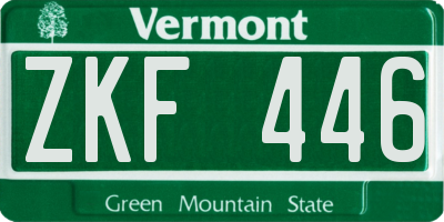 VT license plate ZKF446