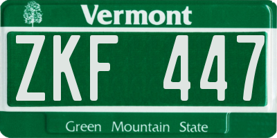 VT license plate ZKF447