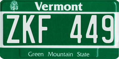 VT license plate ZKF449