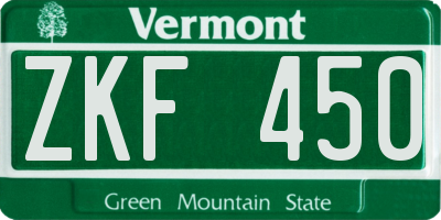 VT license plate ZKF450