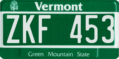 VT license plate ZKF453