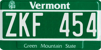 VT license plate ZKF454