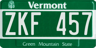 VT license plate ZKF457