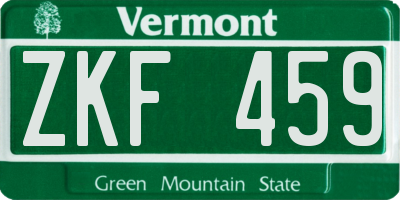 VT license plate ZKF459