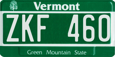VT license plate ZKF460