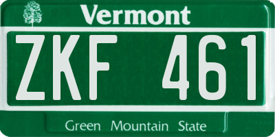 VT license plate ZKF461