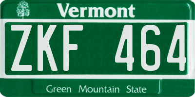 VT license plate ZKF464