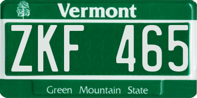 VT license plate ZKF465