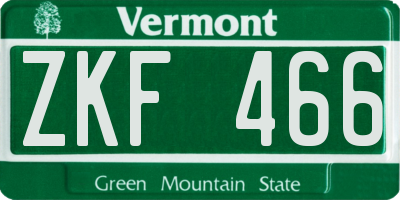 VT license plate ZKF466