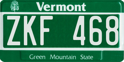 VT license plate ZKF468