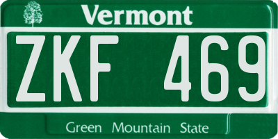 VT license plate ZKF469