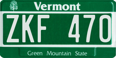 VT license plate ZKF470