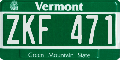 VT license plate ZKF471