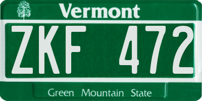 VT license plate ZKF472