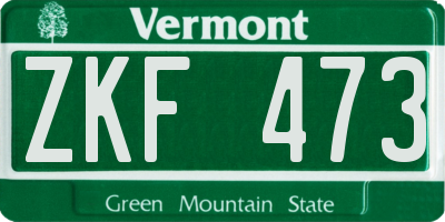 VT license plate ZKF473