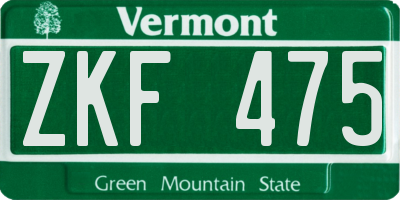 VT license plate ZKF475
