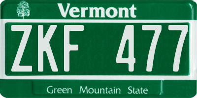 VT license plate ZKF477