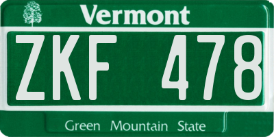 VT license plate ZKF478