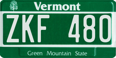 VT license plate ZKF480