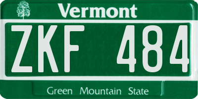 VT license plate ZKF484