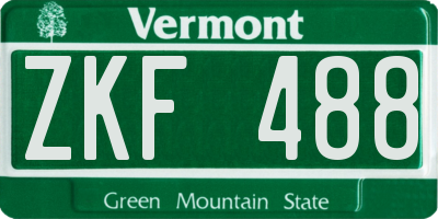 VT license plate ZKF488