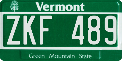 VT license plate ZKF489