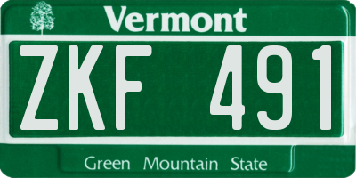 VT license plate ZKF491