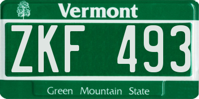 VT license plate ZKF493