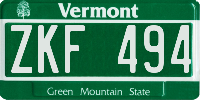 VT license plate ZKF494