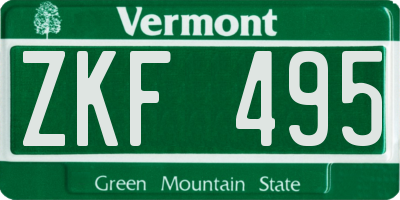 VT license plate ZKF495