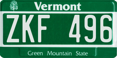 VT license plate ZKF496
