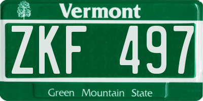 VT license plate ZKF497