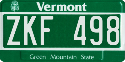 VT license plate ZKF498