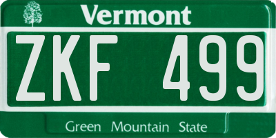 VT license plate ZKF499