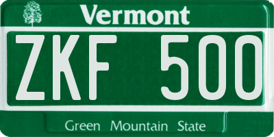 VT license plate ZKF500
