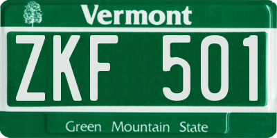 VT license plate ZKF501
