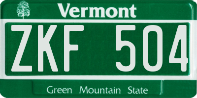 VT license plate ZKF504