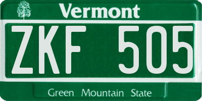 VT license plate ZKF505