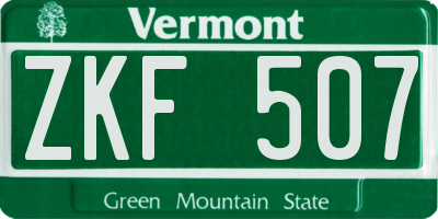 VT license plate ZKF507