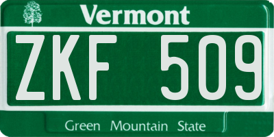 VT license plate ZKF509