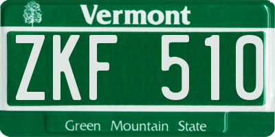 VT license plate ZKF510