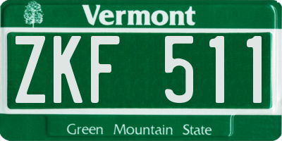 VT license plate ZKF511