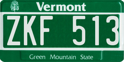 VT license plate ZKF513