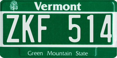 VT license plate ZKF514