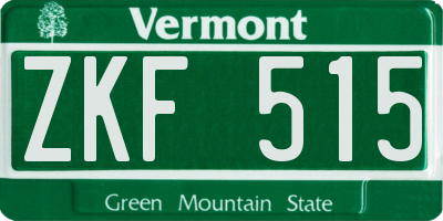 VT license plate ZKF515