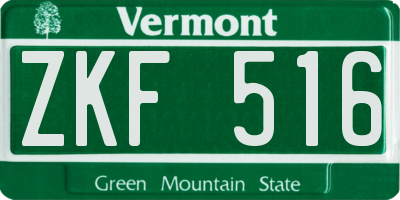 VT license plate ZKF516