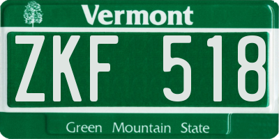VT license plate ZKF518