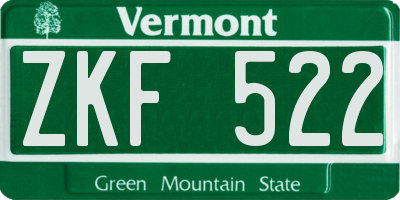 VT license plate ZKF522