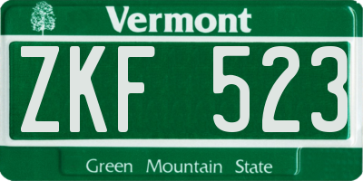 VT license plate ZKF523